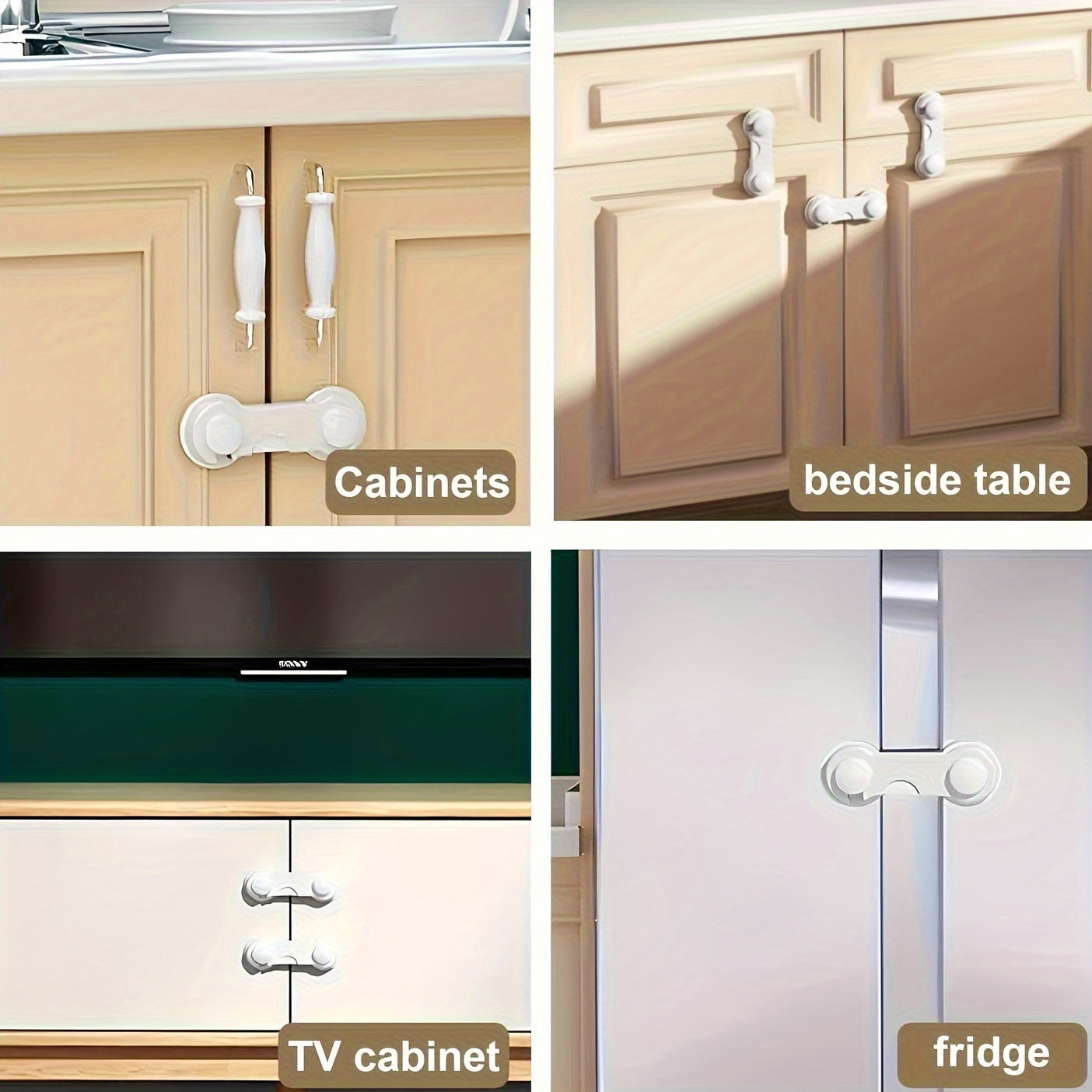 Set of 8 Child Safety Cabinet Locks for Drawers Cupboards Fridges and Closets