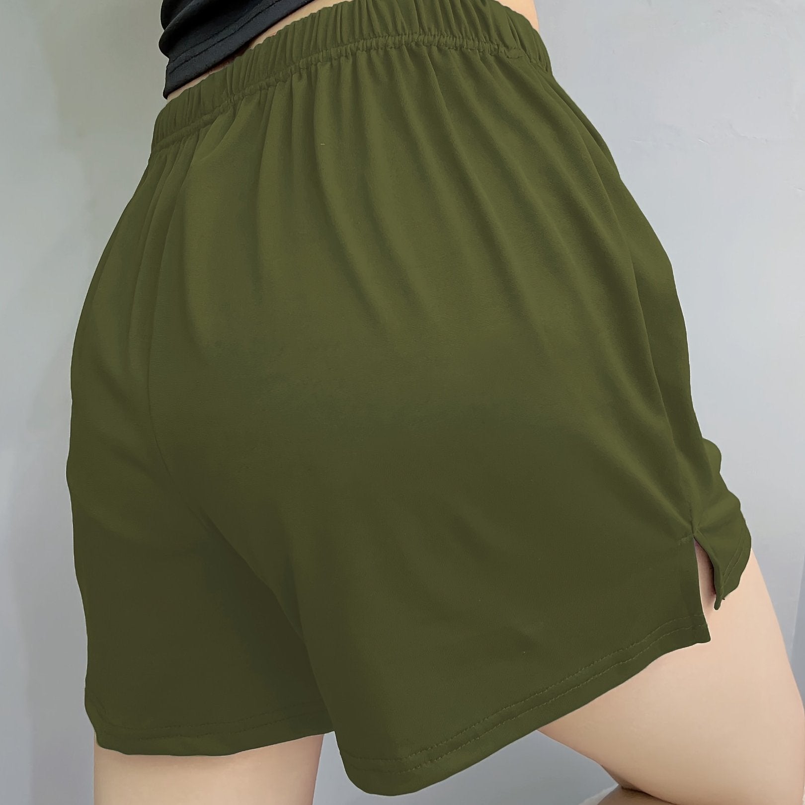 Plus Size Women's Loose Pajama Shorts with Elastic Waist and Split Hem