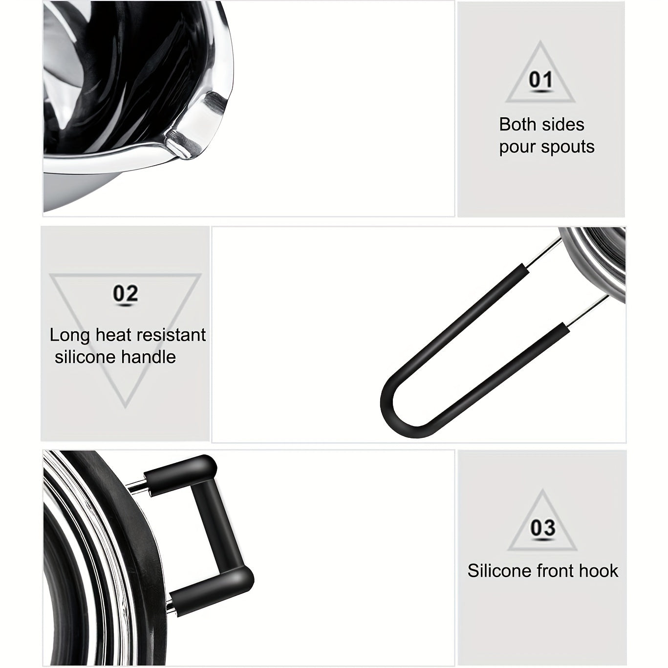 Stainless Steel Double Layer Melting Pot Set 600ml 1600ml for Chocolate Soap Candles