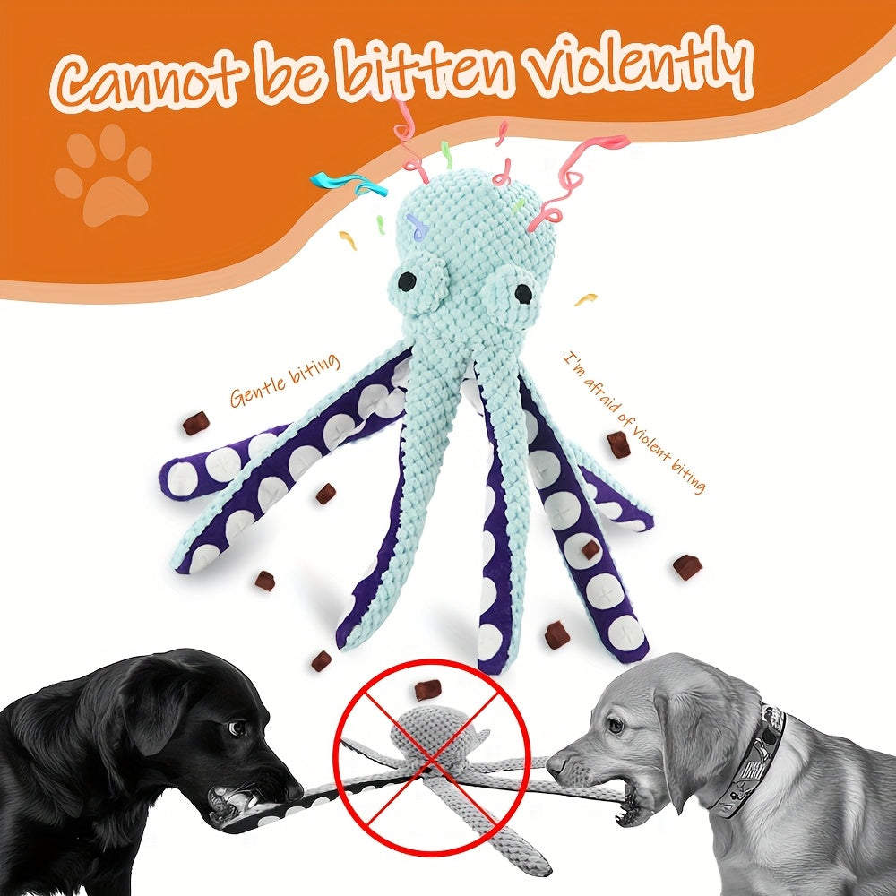 Interactive Plush Octopus Dog Toy No Batteries Squeak for All Breeds