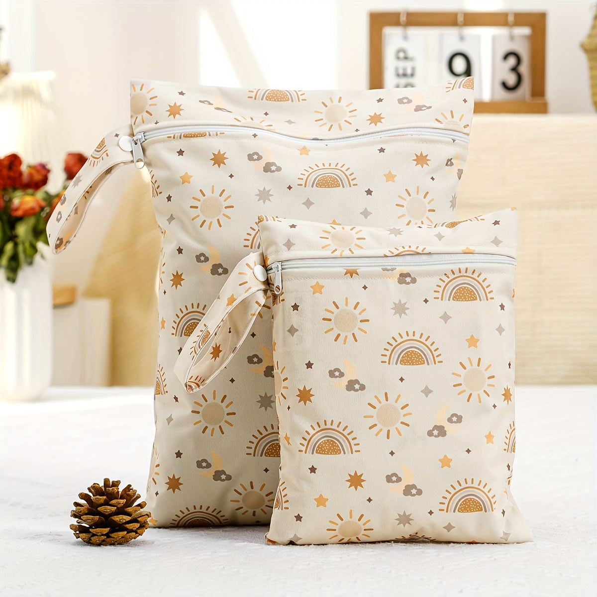 Waterproof Cloth Diaper Bag with Dual Pockets Reusable Stylish for Travel Beach Pool