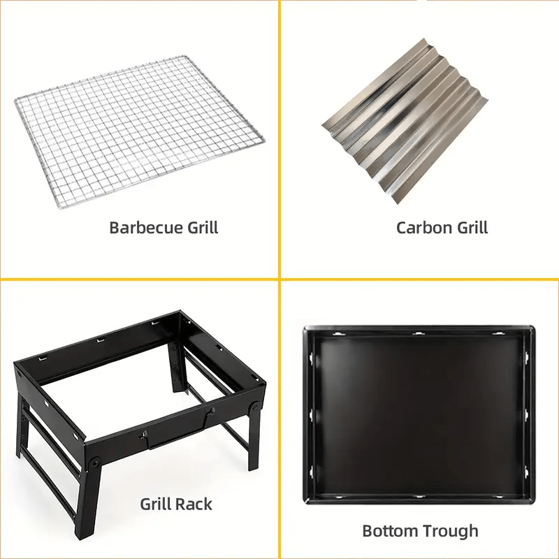 Портативный складной гриль для барбекю для кемпинга, пикников, вечеринок во дворе, без электричества, шампуры, посуда