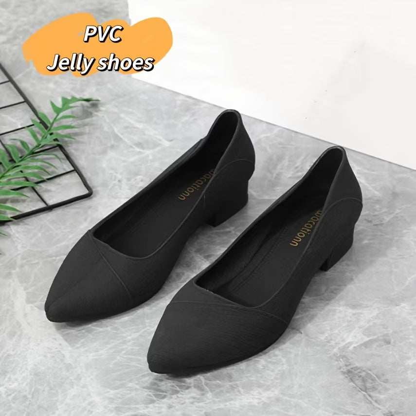 Женские туфли-лодочки на плоской подошве с заостренным носком из мягкой резины, универсальная повседневная обувь