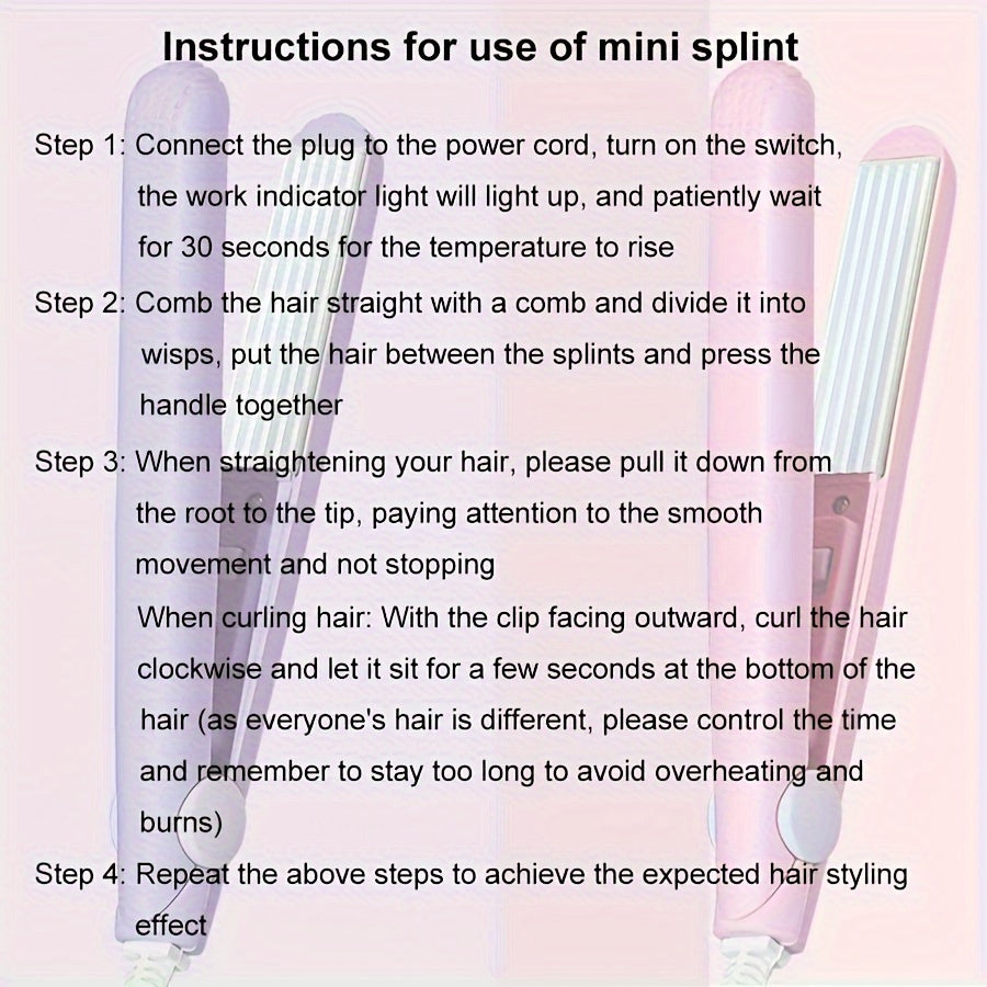 2-in-1 Mini Wave Style Curling Iron and Flat Iron Ceramic Hair Curler 110V 220V