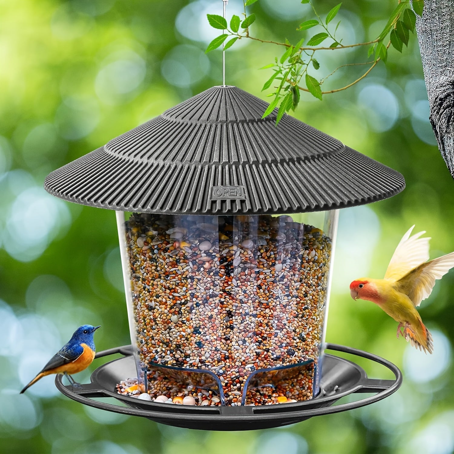 Outdoor Hanging Bird Feeder for Hummingbirds and Wild Birds Garden Yard PVC
