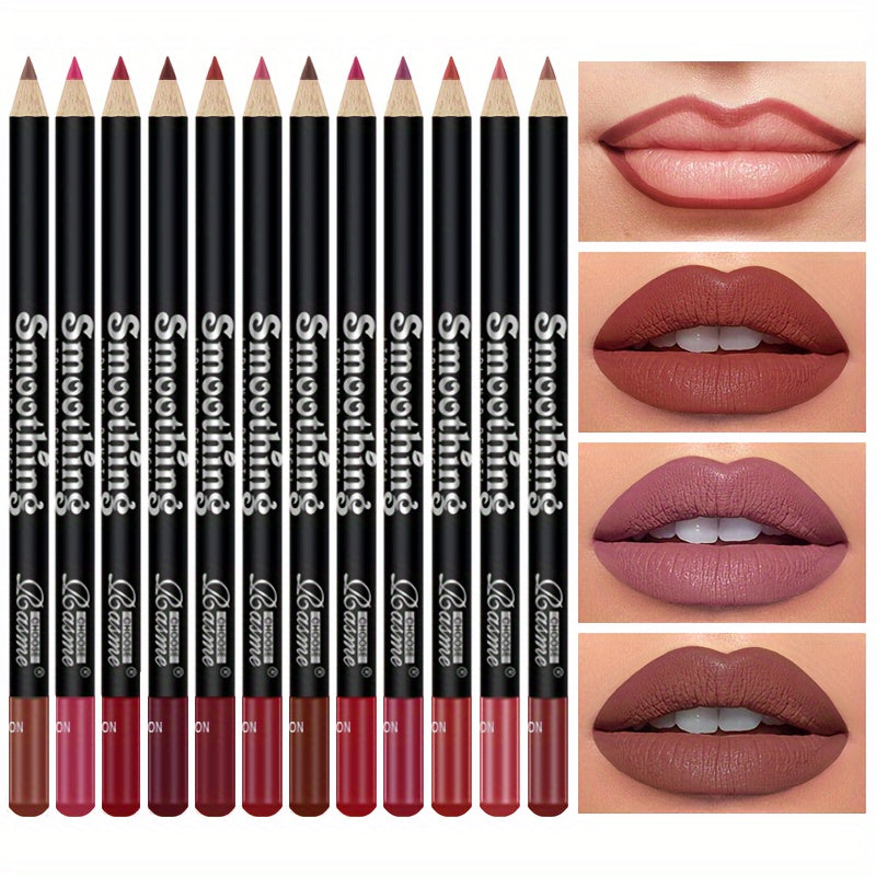 12 Pcs Long-Lasting Lipstick Set With Lip Liner And Matte Lip Gloss For Women