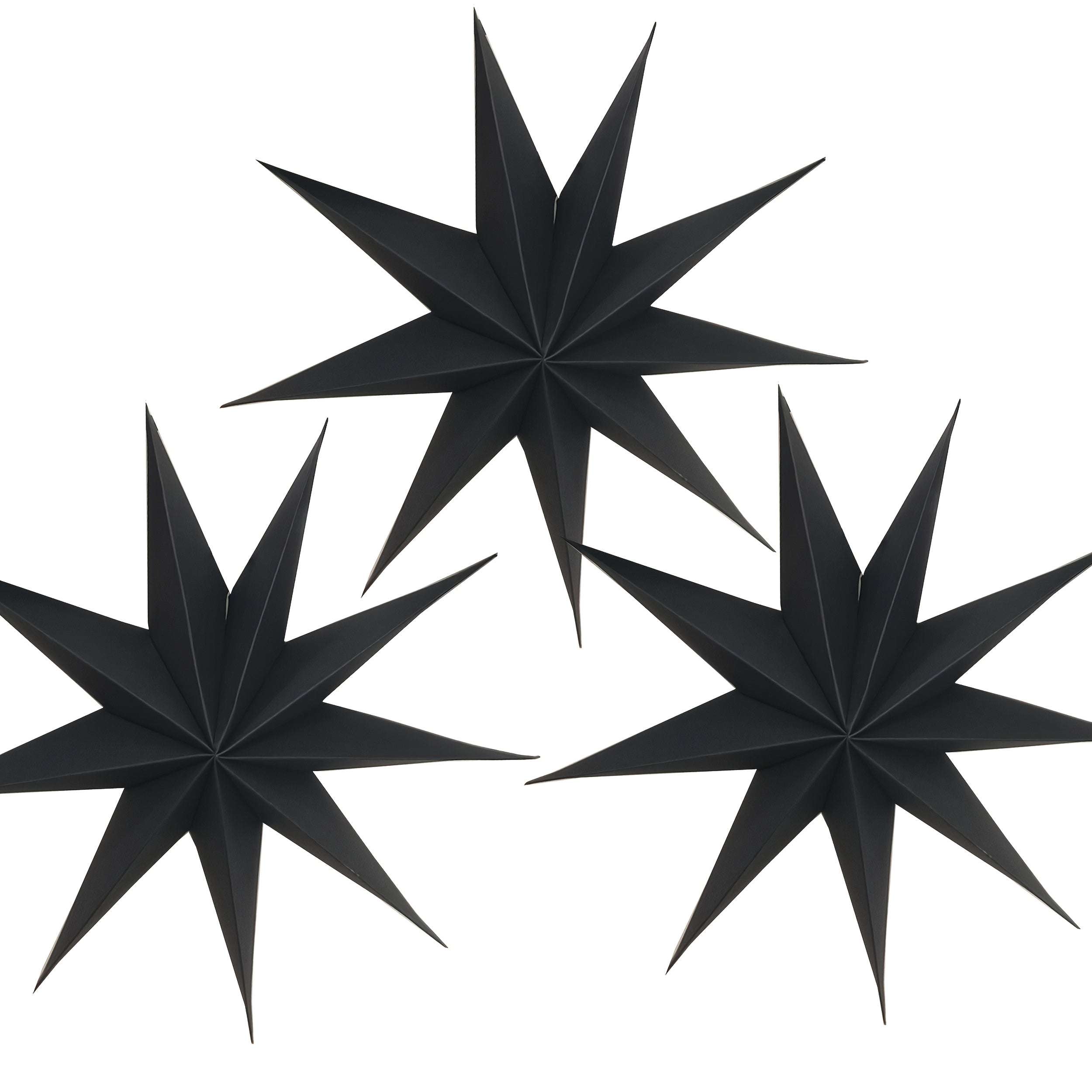 Set de 3 faroles de papel 3D en forma de estrella, decoraciones navideñas para interior, 30.48cm, negro, gris, blanco
