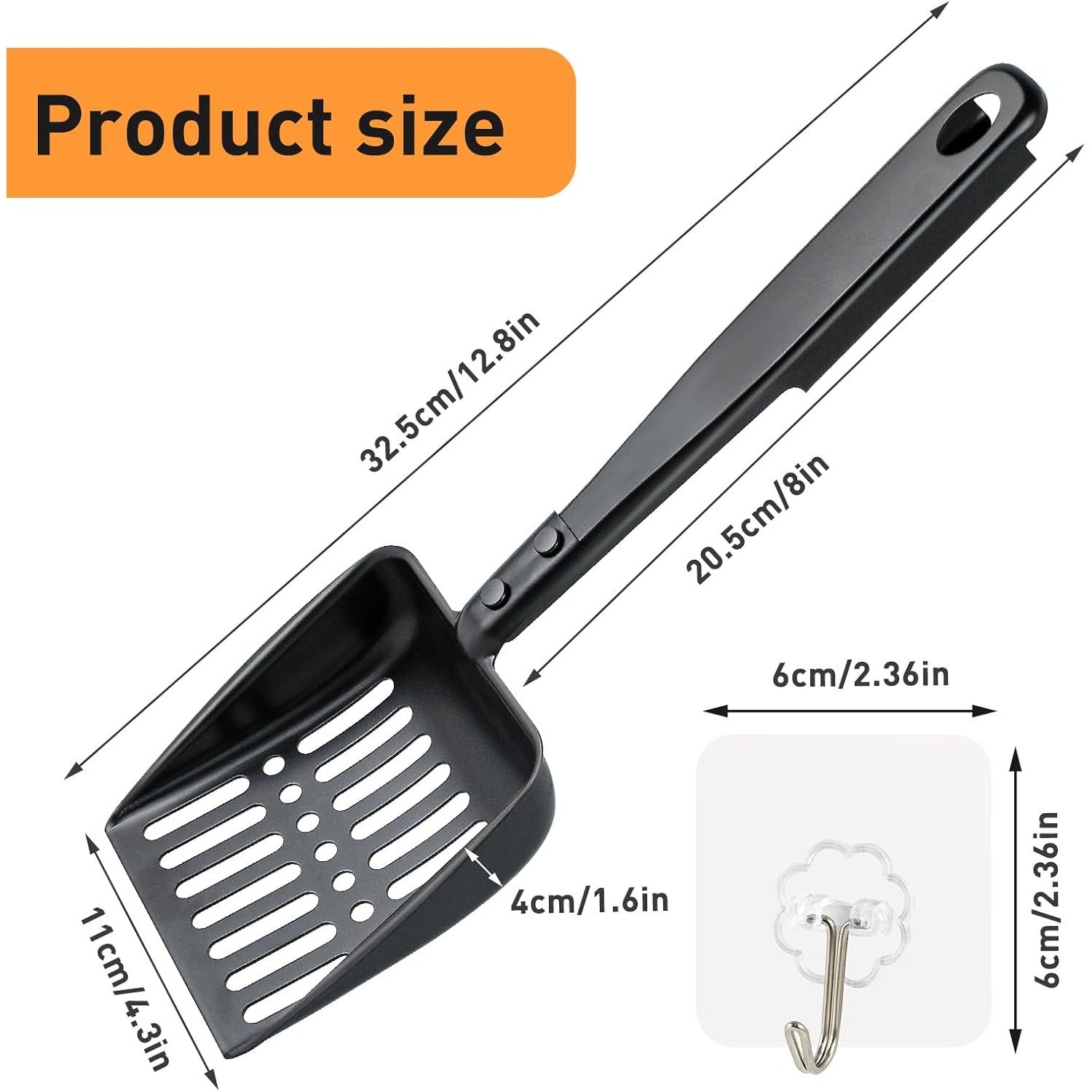 Fireplace Shovel with Self-Adhesive Hook for Wood Stoves Indoor Fire Pits