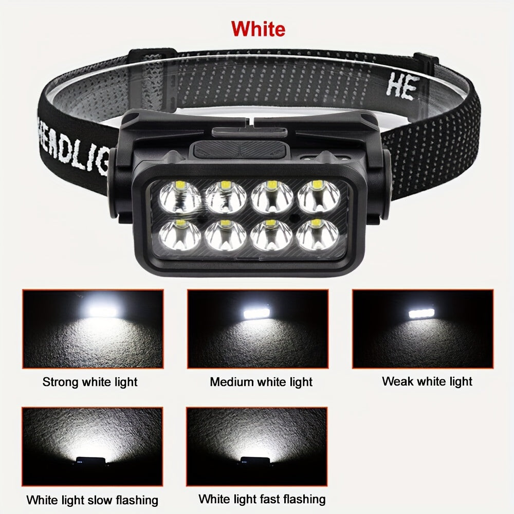 LED Headlamp with 6 Bright Modes Rechargeable USB Adjustable for Outdoor Activities