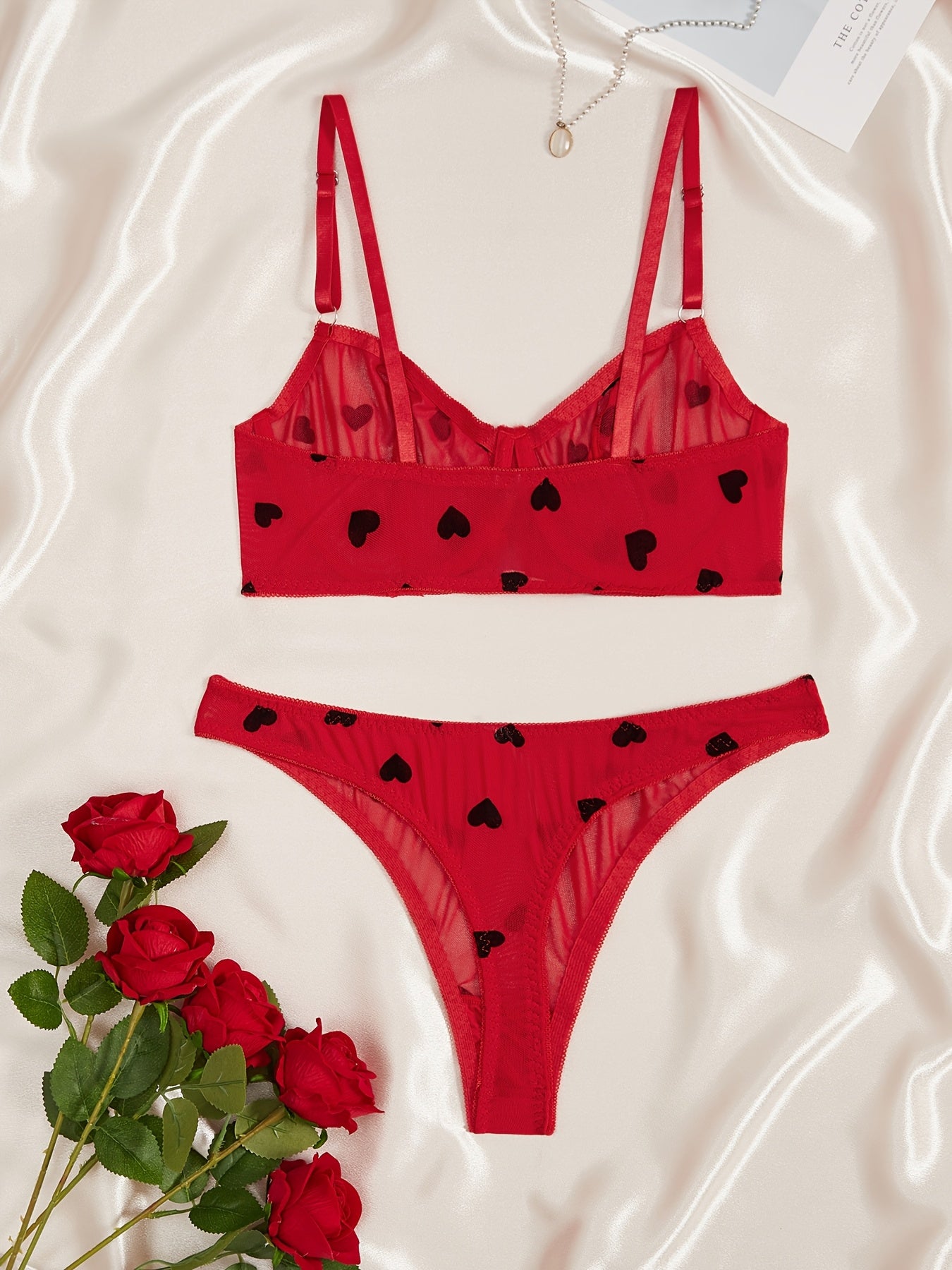 Women's Red Polka Dot Vintage Lingerie Set
