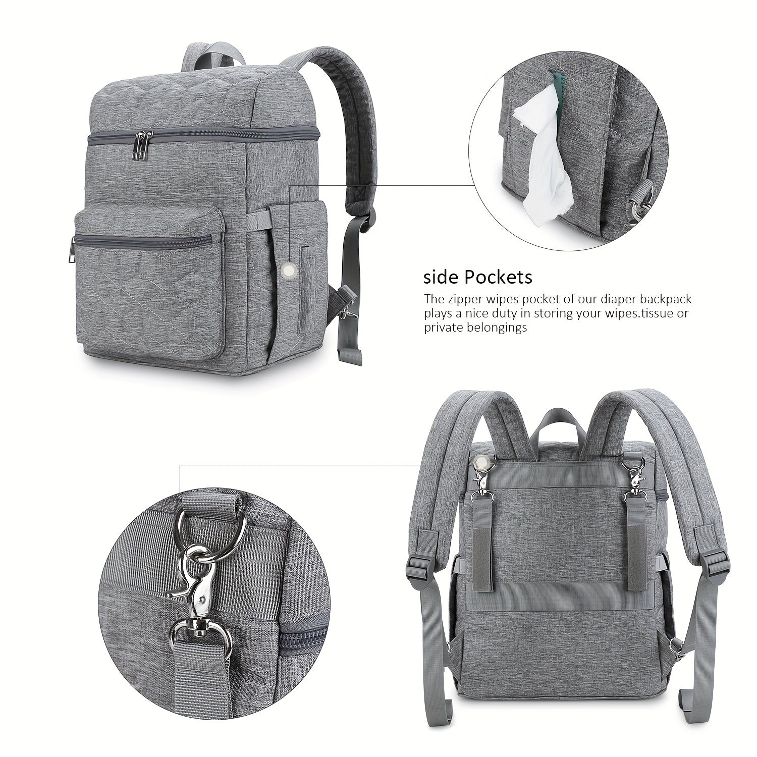 Large Capacity Waterproof Diaper Bag Backpack with Multiple Pockets for Moms