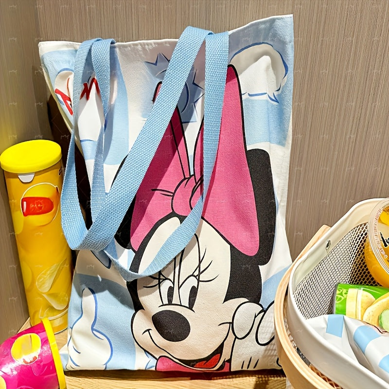 Large Capacity Canvas Tote Bag for Women with Cartoon Print, Shopping, Gift