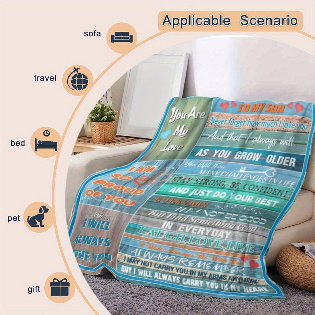 Cozy Flannel Throw Blanket for Son Gift Bed Sofa All-Season Comfort