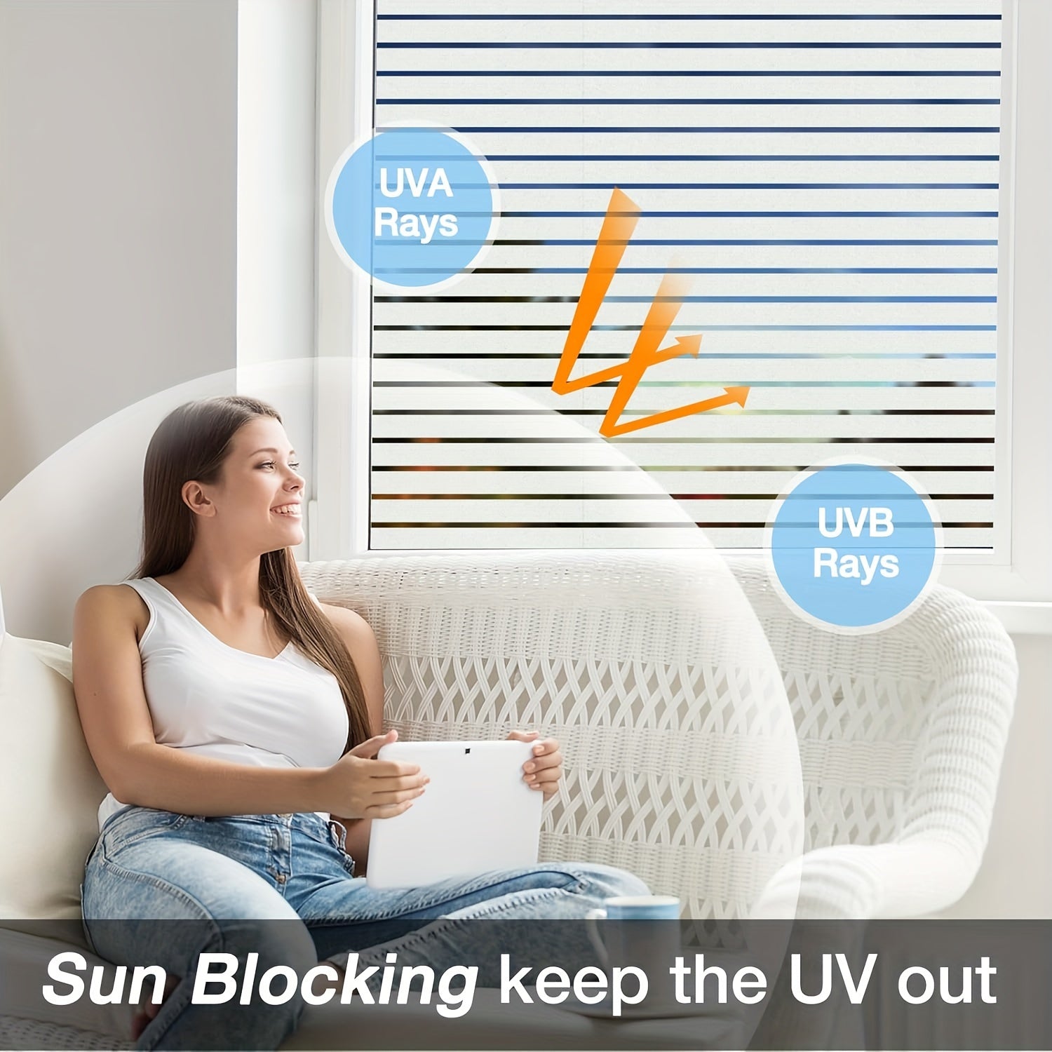 Half Inch Striped Anti-Peeping Glass Film Waterproof Adhesive Window Sticker