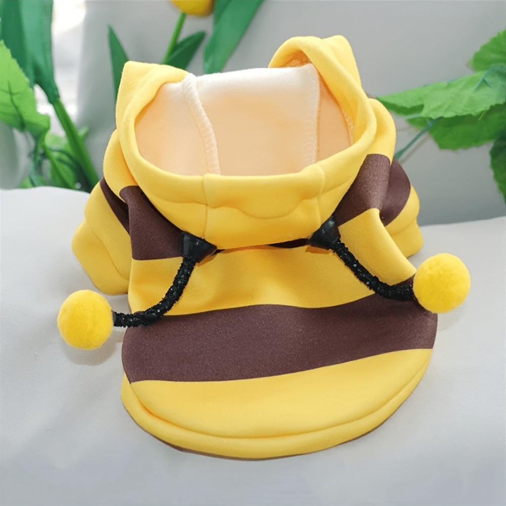 Pet Costume Hoodie for Small to Medium Cats and Dogs Under 8kg Woven Polyester Bee Design