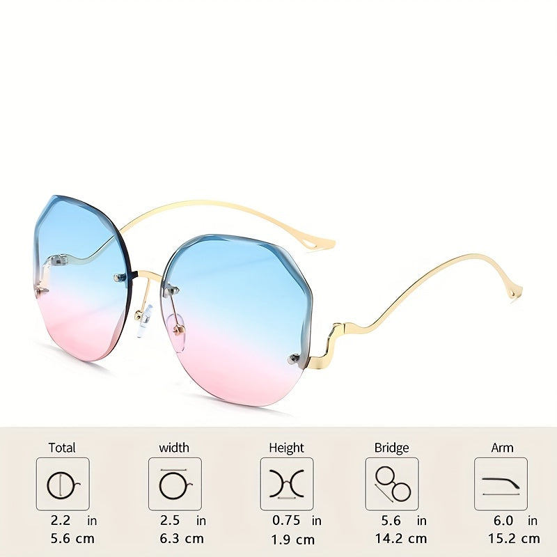 Gradient Sun Shades for Women Ombre Rimless Fashion for Summer Beach Vacation