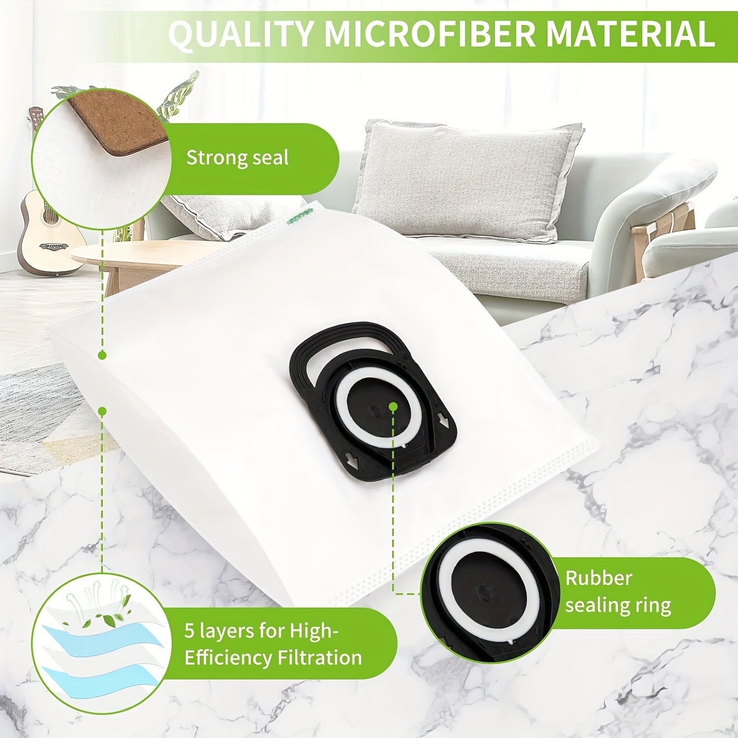 Power va Silence Force uchun 4 ta paketli changyutgich sumkasi almashtirish, mos keladigan modellari