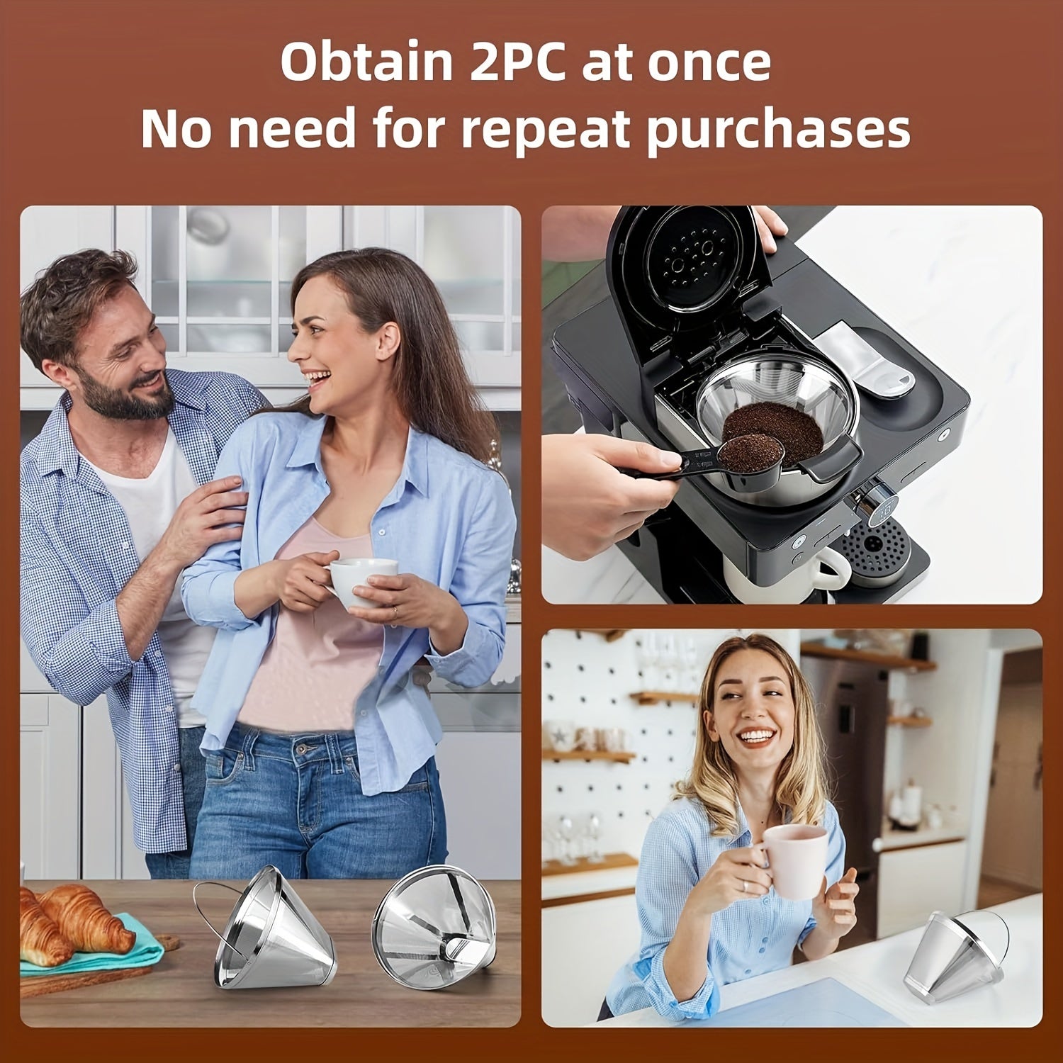 Stainless Steel Coffee Filter Reusable Cone Coffee Filter Replacement for Ninja