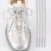 Unisex Elastic Metallic Shoelaces Round Thin Suitable for Sneakers Boots