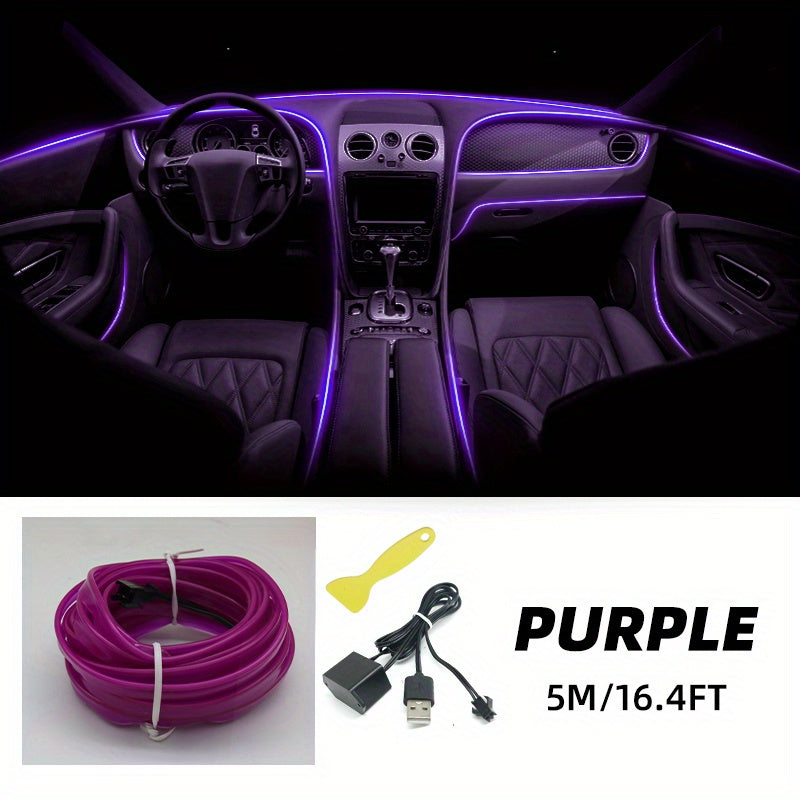 Car Interior LED Strip Lights 16.4Ft USB Neon Atmosphere Ambient Lighting