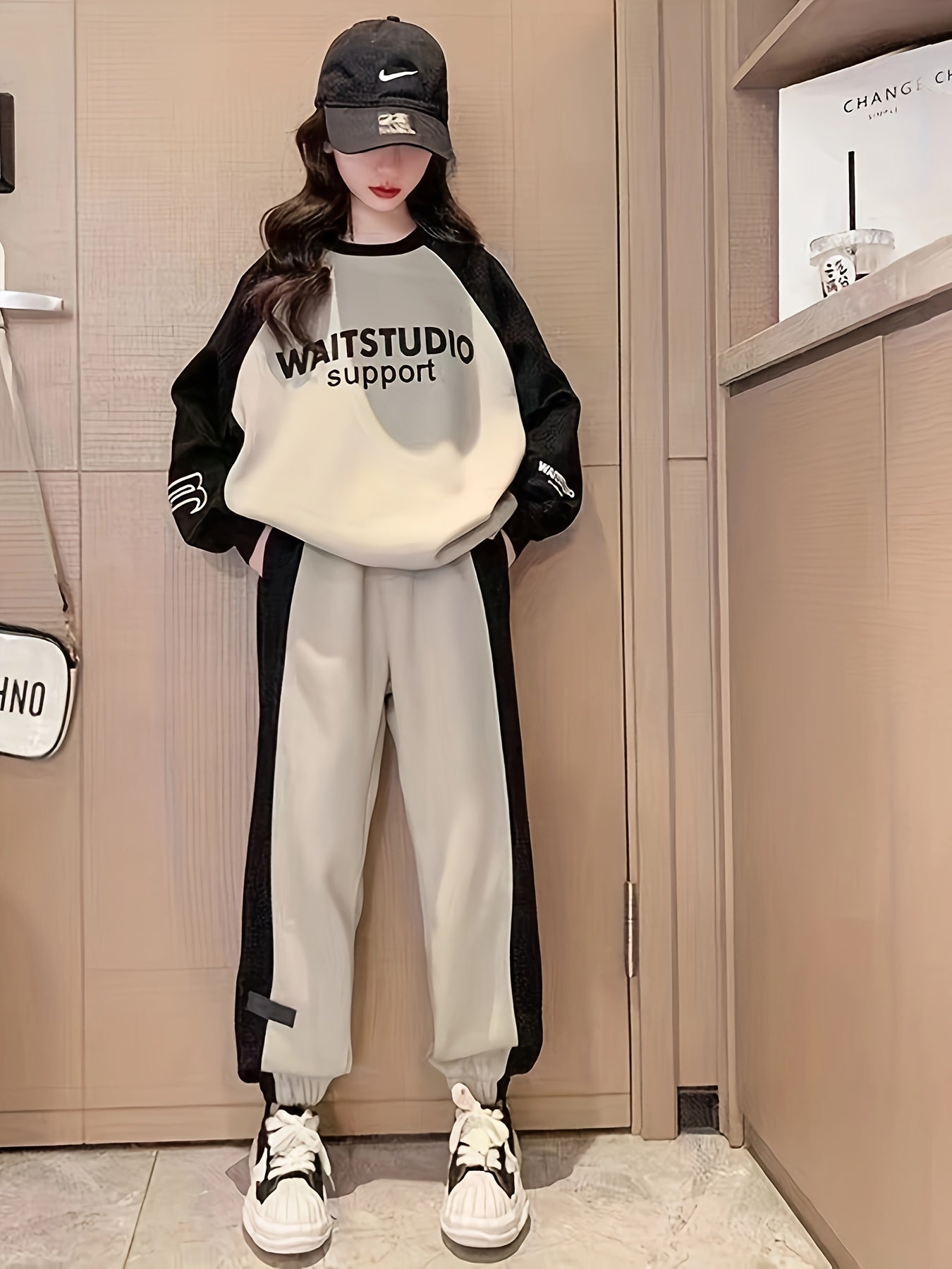 Kids' Cotton Blend 2-Piece Set with Alphabet Pattern, Loose Fit for Boys and Girls