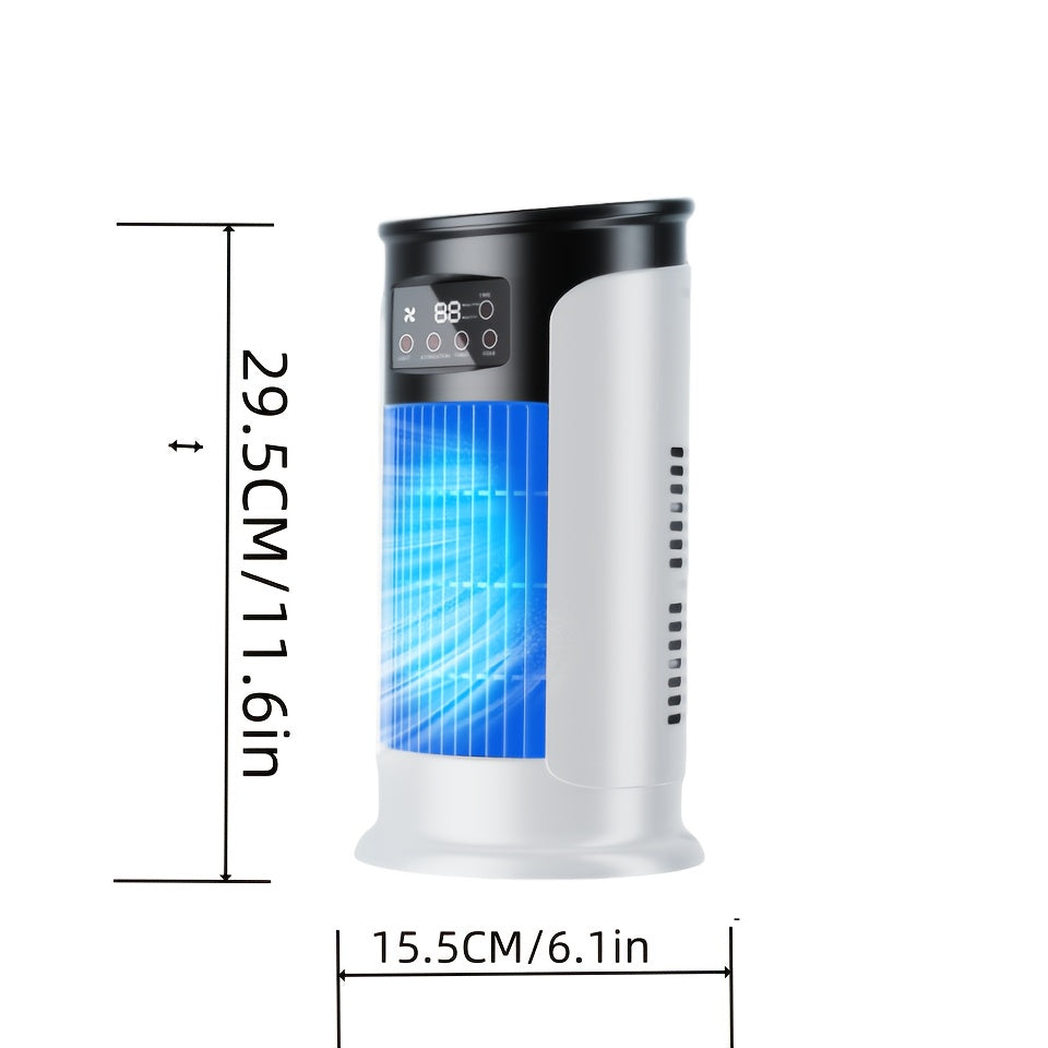 Portable USB Air Conditioner Fan with 3-in-1 Cooling Heating Humidifying Night Light and 6 Fan Speeds