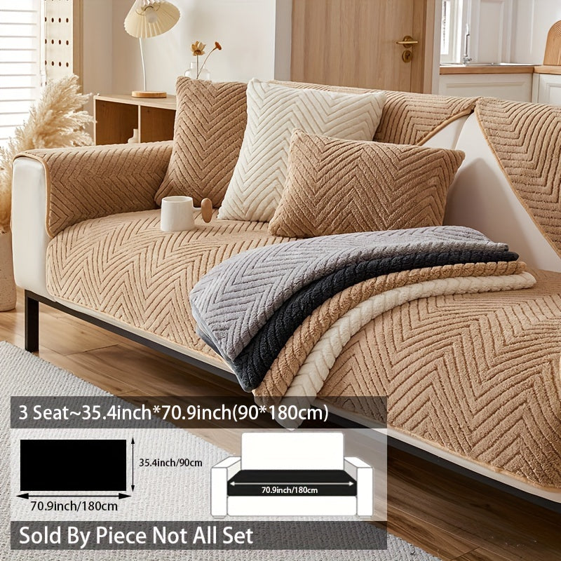 Zamonaviy plush divan qopqog'i, sirpanishga qarshi, itlarga mos, dog'larga chidamli polyester