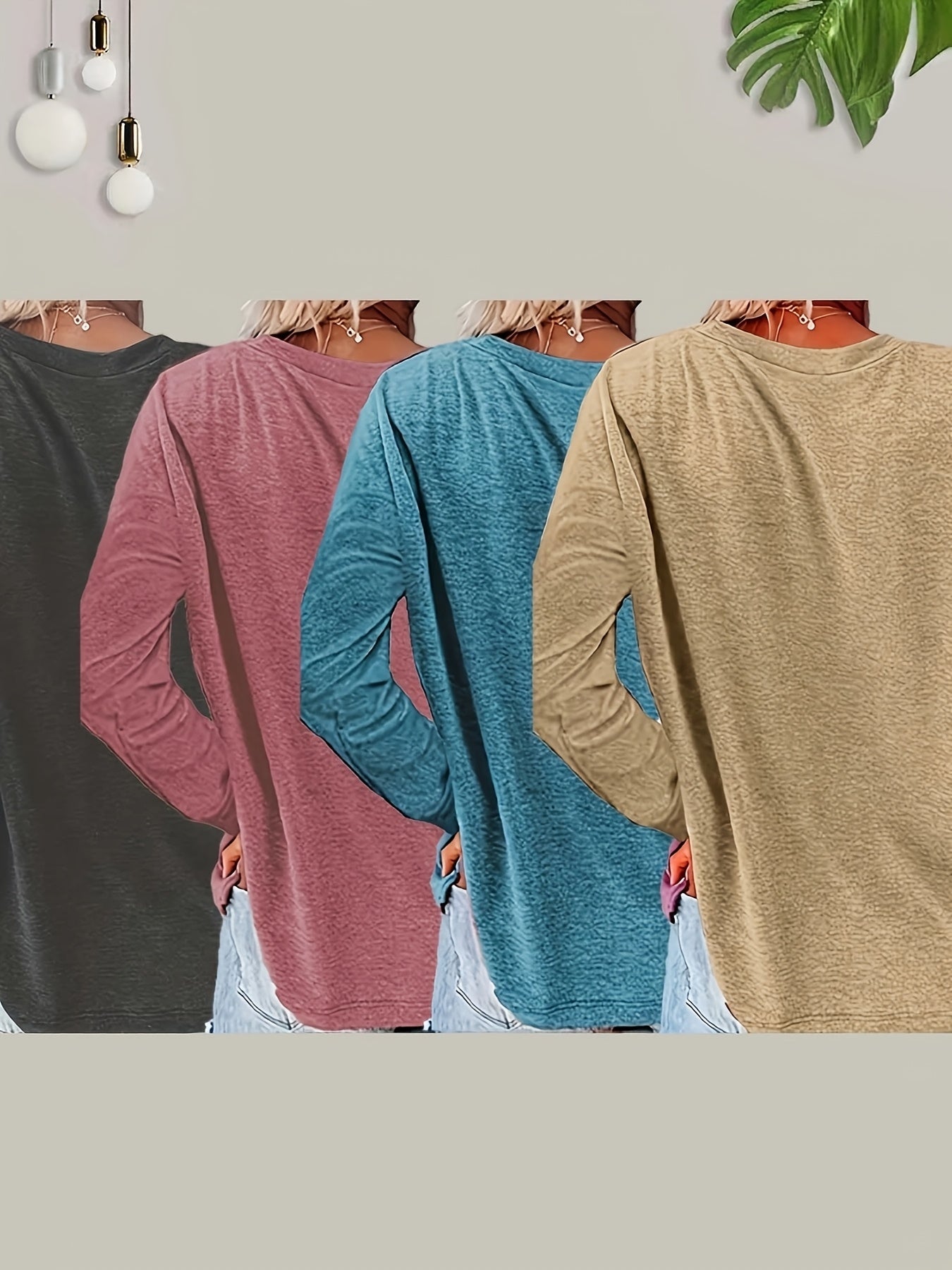 Women's Casual Floral Round Sleeve Blouse, Loose Fit, Spring Fall, Stretch Fabric