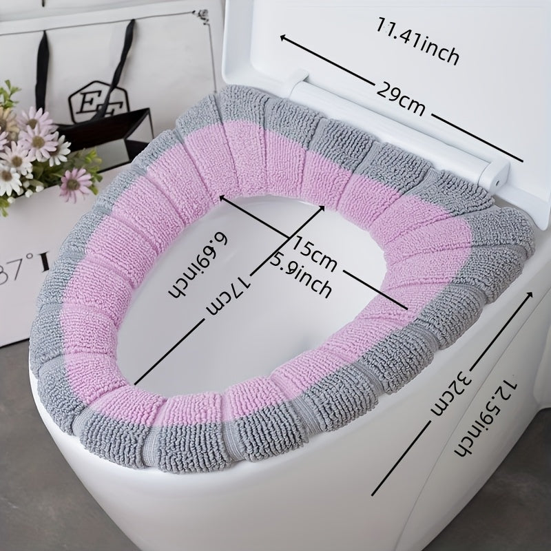 Colorful Soft Polyester Toilet Seat Cover for Winter Warmth Home Dorm Use
