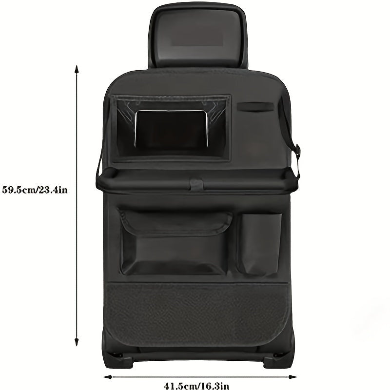 Органайзер для автомобильного сиденья из полиэстера с подносом-столиком для закусок и игрушек