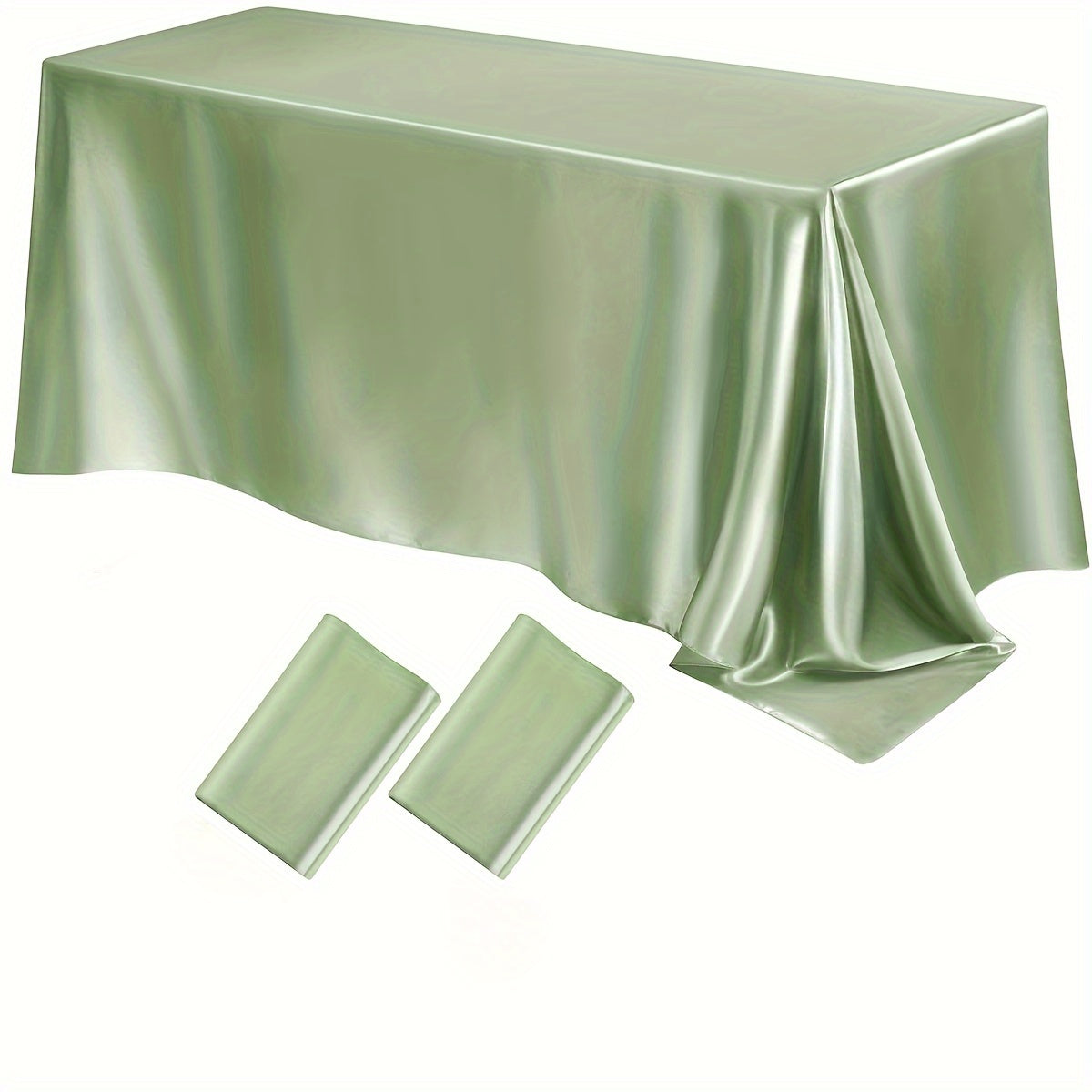 Satin Tablecloths 2-Pack Rectangular Polyester 259x147 cm for Weddings Parties