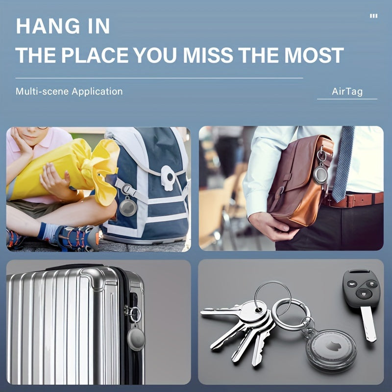 Set de 4 fundas impermeables para Airtag, a prueba de golpes y arañazos, con llavero para mascotas, bolsos y equipaje, transparente
