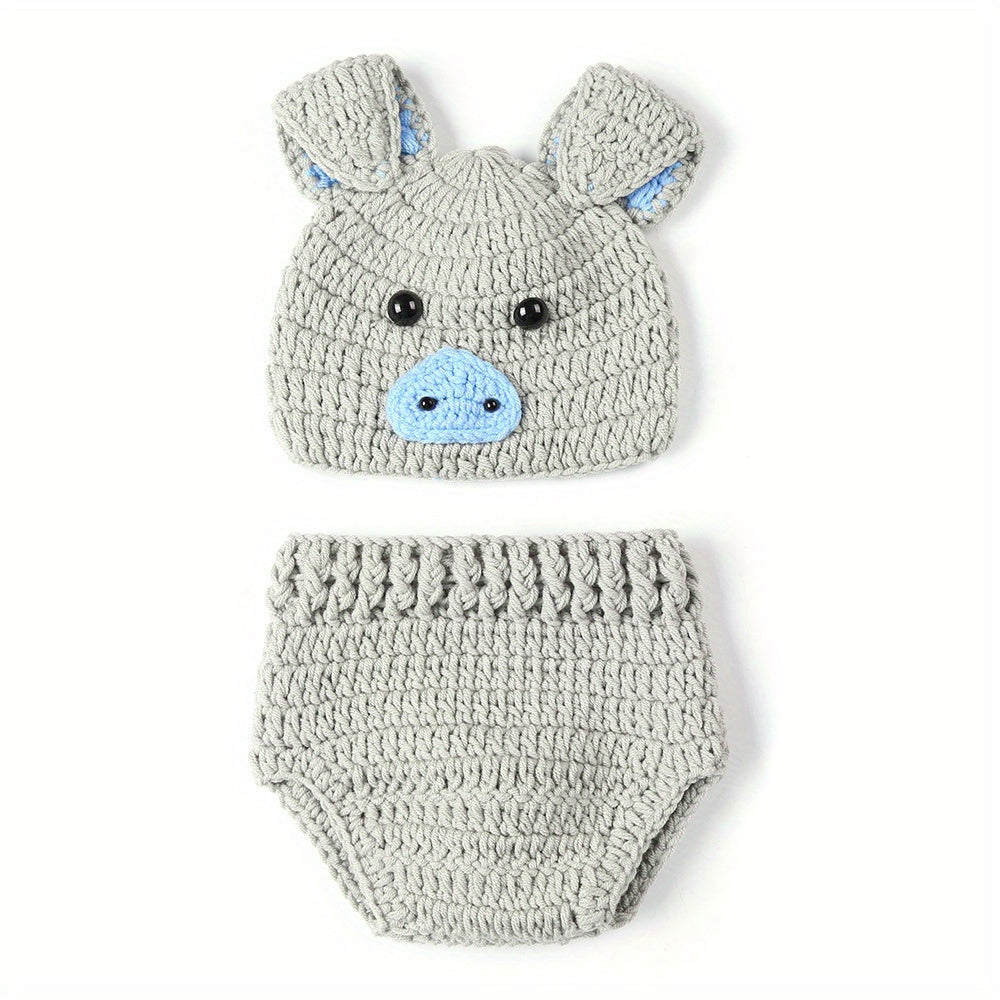 Accesorios para fotografía de bebés infantiles, sombrero de cerdito y pantalones cortos, conjunto de 2 piezas