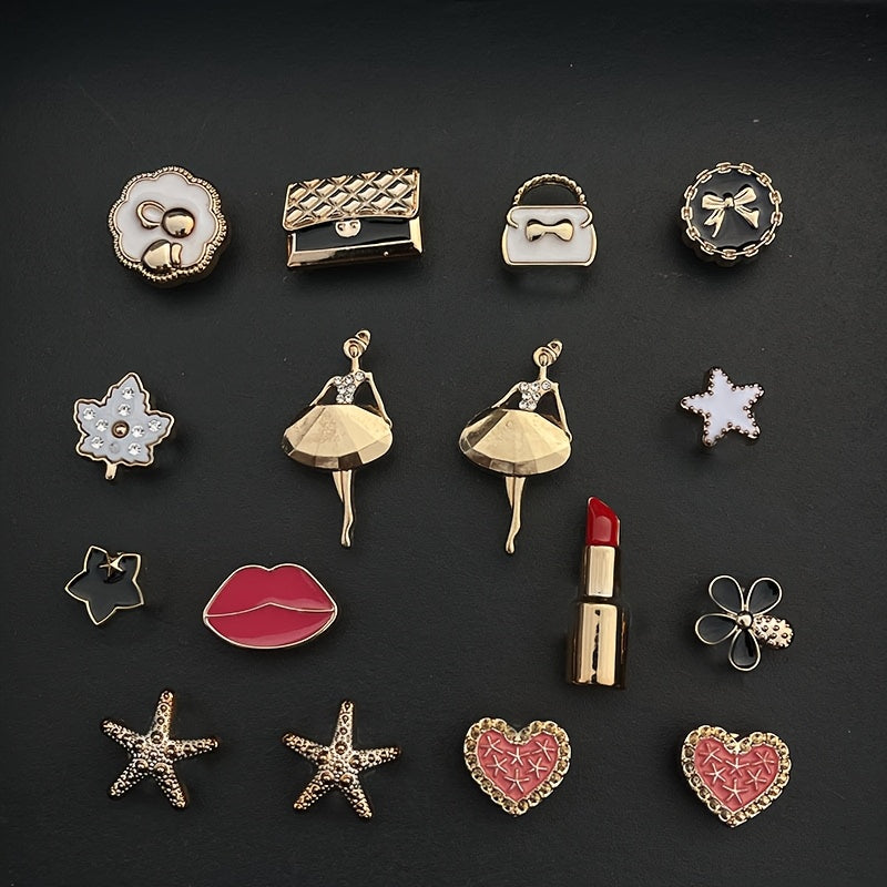 Women's Shoe Accessories Set with Heart Leaf Designs for Sandals and Slippers