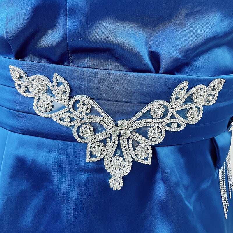 White Glass Rhinestone Applique for Shoes Dresses Bags - Handcrafted DIY Embellishment