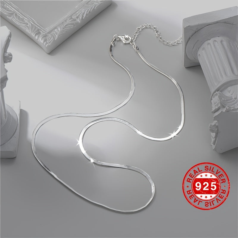 Sterling Silver Snake Chain Necklace for Women Cold Style Blade Design Light Luxury Clavicle Chain