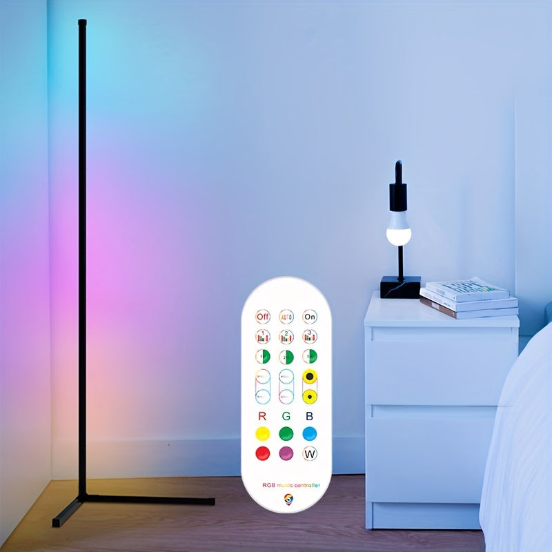 142cm RGB Corner LED Floor Lamp Dimmable Color Changing Music Sync for Bedroom Living Room Game Room