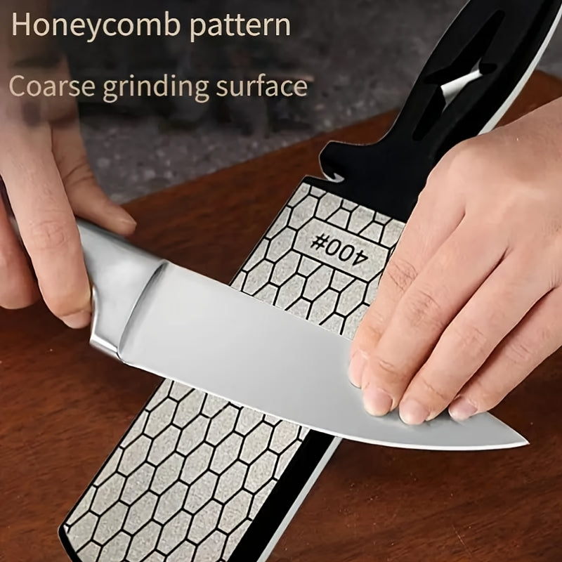 Olmos pichoqni qirqish uchun ikki tomonlama qum toshi, tutqich bilan