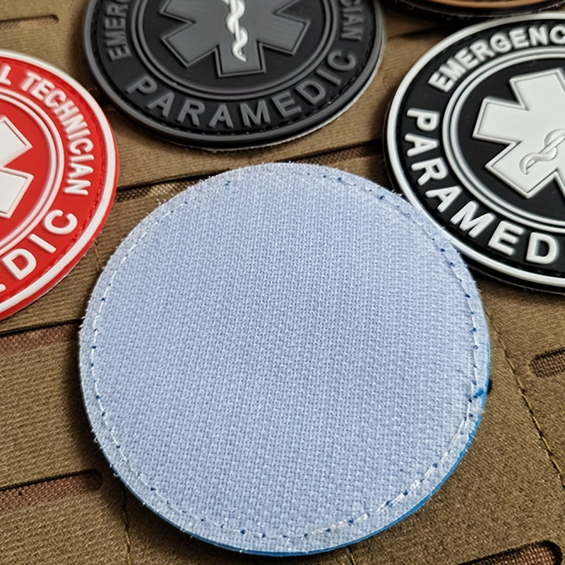 PVC Rubber Paramedic Badge with Star of Life for First Aid and Backpack Attachment