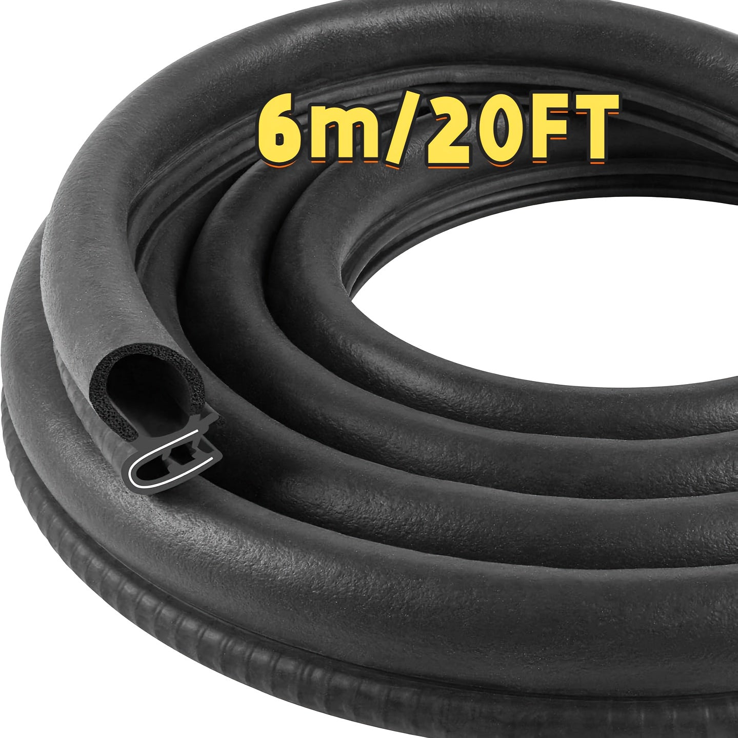 Car Seal Strip Waterproof Rubber Door Seal Tape for Cars Boats Trucks RVs 6.1m