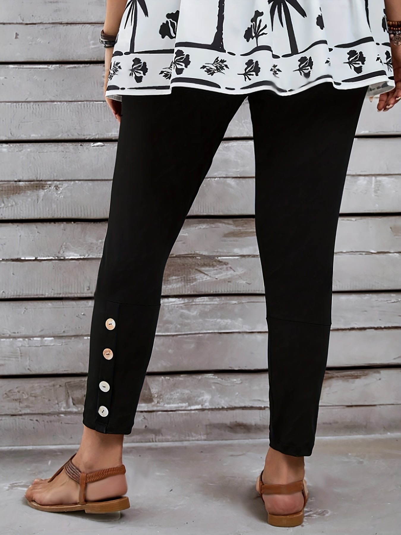 Plus Size Women's Casual Long Pants Black Comfortable Lounge Wear