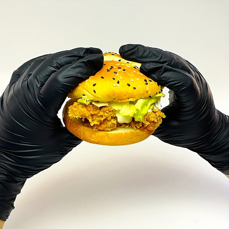 Qora bir martalik Nitril qo‘lqoplar, tozalash, soch bo‘yash, tirnoq san'ati uchun 50 yoki 100 dona