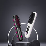 Cordless Hair Straightener Comb with Rapid Heating Negative Ion Digital Display Travel-Ready