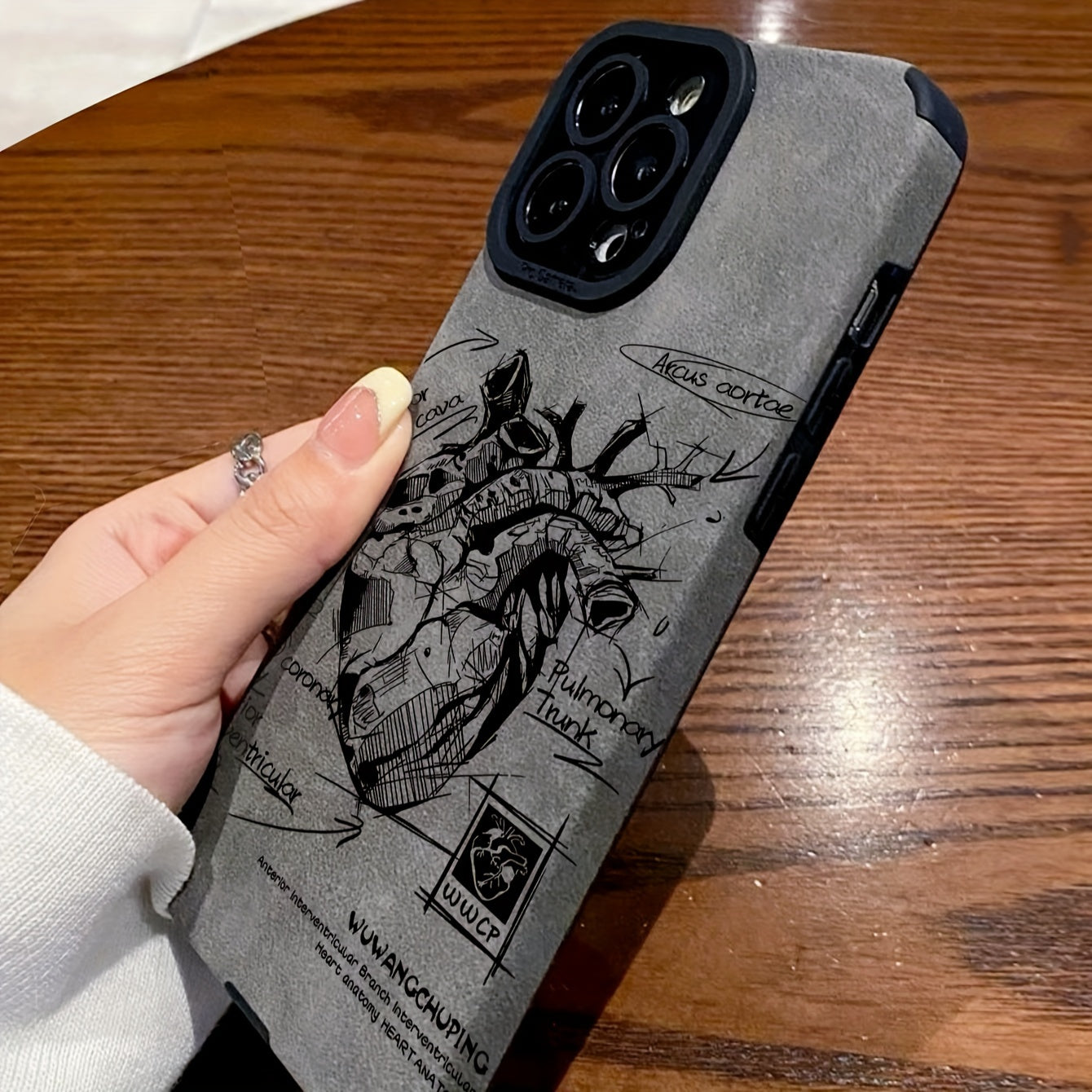 Faux Leather Heart Analysis Flip Phone Case for iPhone 7-15 Shockproof Full Coverage