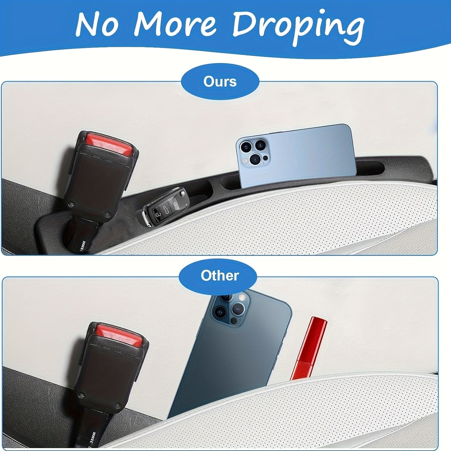 2-Pack Universal Car Seat Gap Organizer Anti-Spill PC Dual Slots Storage