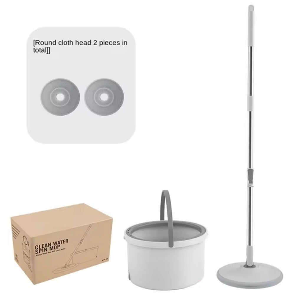 360° Spin Mop and Bucket Set with Microfiber Heads Stainless Steel Handle Self-Washing System for Home Cleaning