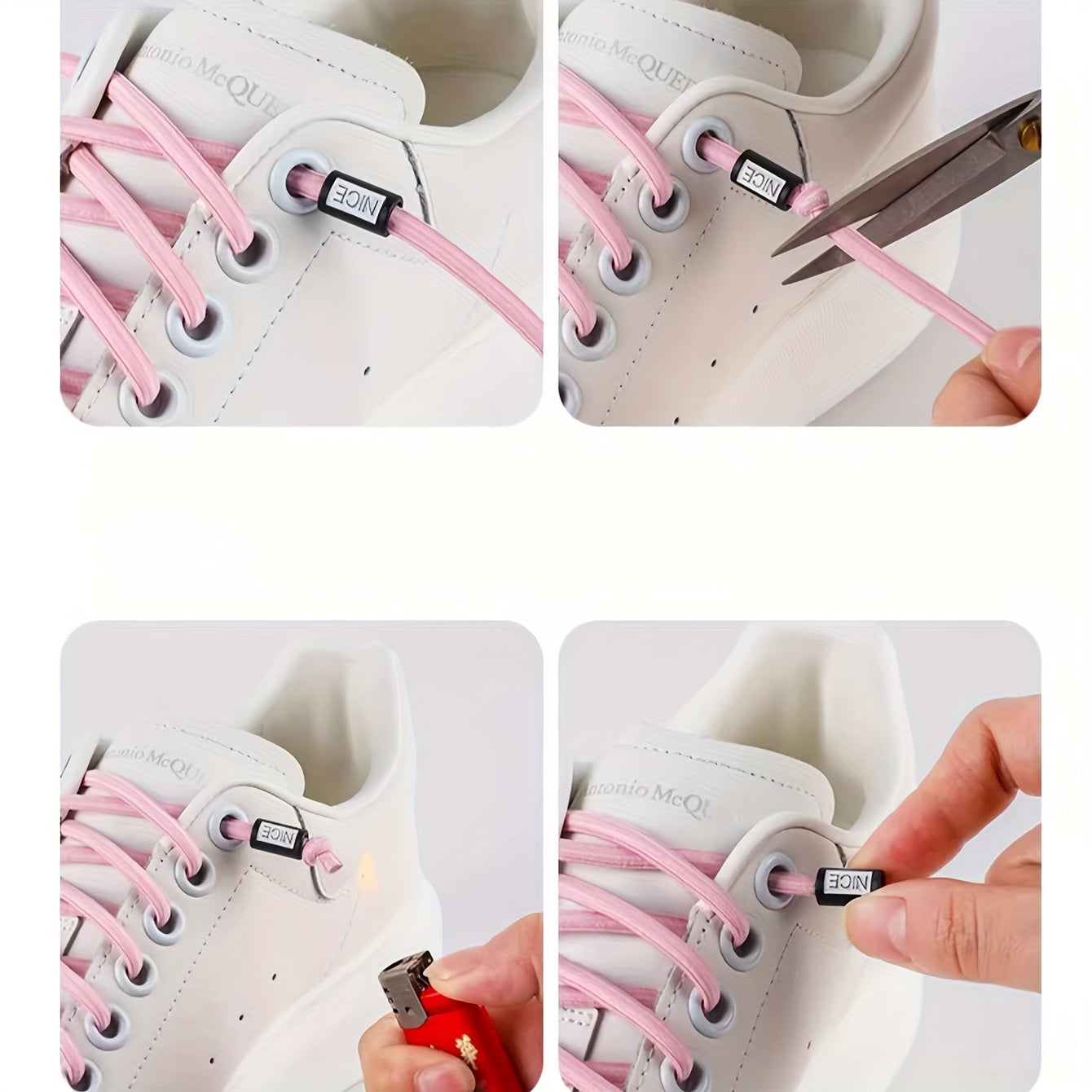 Unisex Elastic No-Tie Shoelaces with Safety Buckle Multicolor Durable Knit