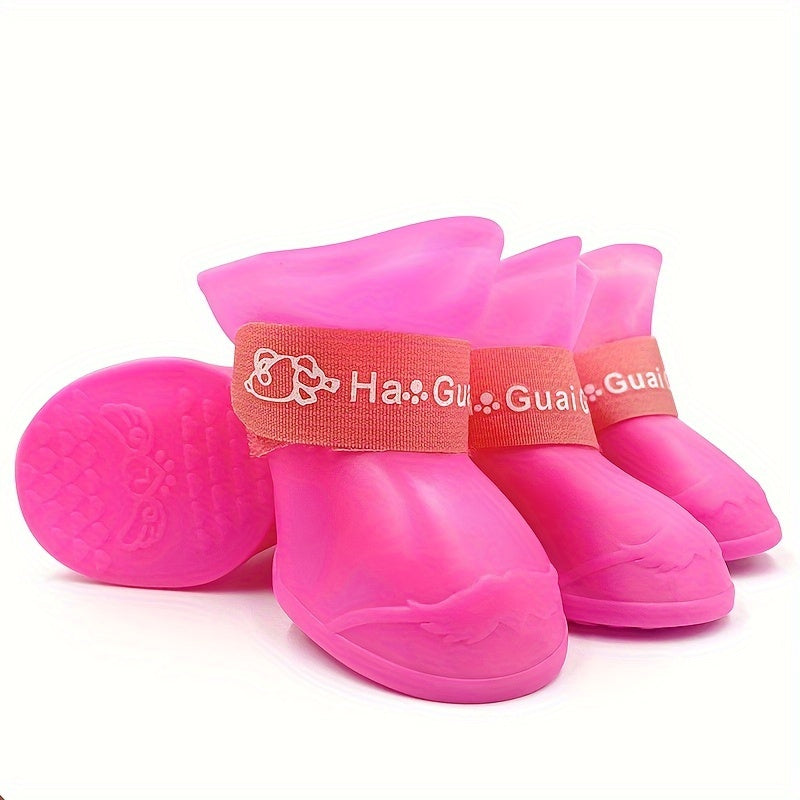 Waterproof Non-Slip Dog Rain Boots for Small to Medium Breeds PVC Soft Sole Adjustable Closure