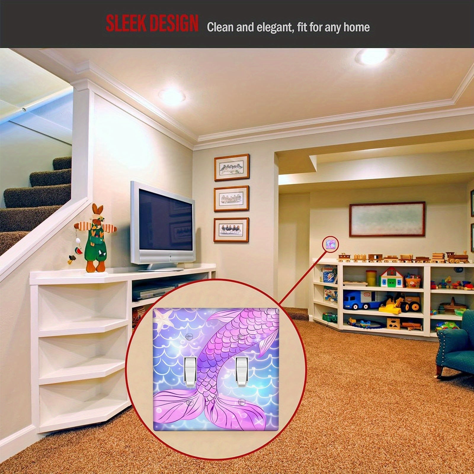 Mermaid-Inspired Wall Plate Cover for Home and Office Easy to Install in Bedrooms Kitchens Bathrooms