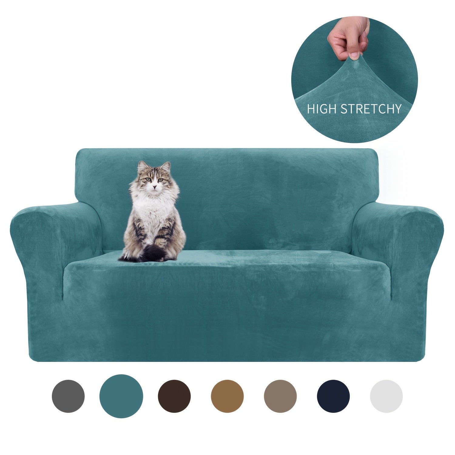 Velvet Sofa Cover Elastic Bottom All Seasons Pet Scratch Protection
